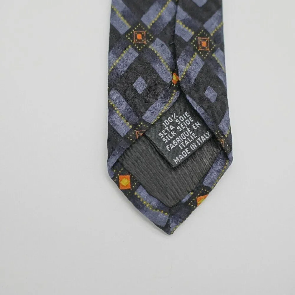 Boss‎ Hugo Boss Geometric Print Blue Black Orange Wide Silk Tie - Picture 4 of 6